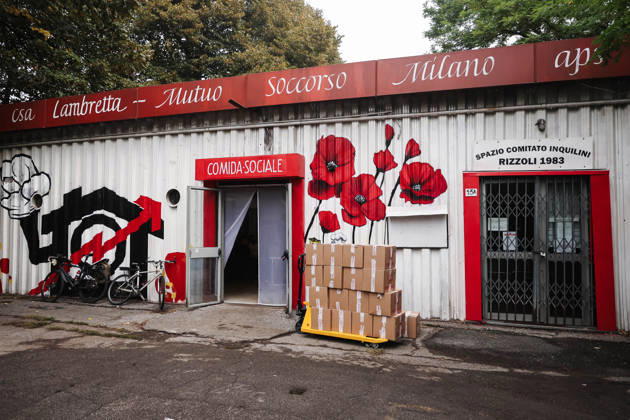 IPA89501849 - Milan: The League™s protest, A Safer Milan, Stop the Social Centers, against the Lambretta Social Center on Via Rizzoli. In the photo: A view of the Lambretta Social Center and Spazio Mutuo Soccorso Copyright: xAlessandroxBremecx xx IPA89501849