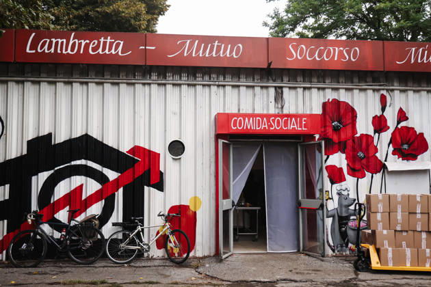 IPA89501852 - Milan: The League™s protest, A Safer Milan, Stop the Social Centers, against the Lambretta Social Center on Via Rizzoli. In the photo: A view of the Lambretta Social Center and Spazio Mutuo Soccorso Copyright: xAlessandroxBremecx xx IPA89501852