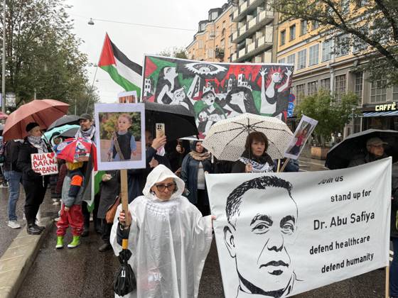 Demonstrators march in Stockholm to show solidarity with Palestinians STOCKHOLM, SWEDEN - OCTOBER 10: Demonstrators march to draw attention to the situation in Palestine and mark the third anniversary of the war in Gaza, on October 10, 2026, in Stockholm, Sweden. Atila Altuntas Anadolu Stockholm Sweden. Editorial use only. Please get in touch for any other usage. Copyright: x2026xAnadoluxAtilaxAltuntasx