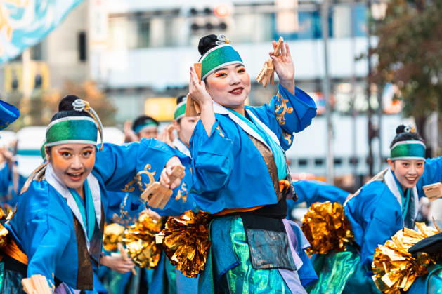 General view, October 10, 2026 - Dancers perform during the eve-of-festival events of the 27th Tokyo Yosakoi Festival in Ikebukuro, Tokyo, Japan, on October 10, 2026. Part of the Fukuro Matsuri celebrations, the event brings together yosakoi dance teams in colorful costumes for energetic performances combining traditional Japanese dance influences with contemporary music and choreography.  aflo_354761331