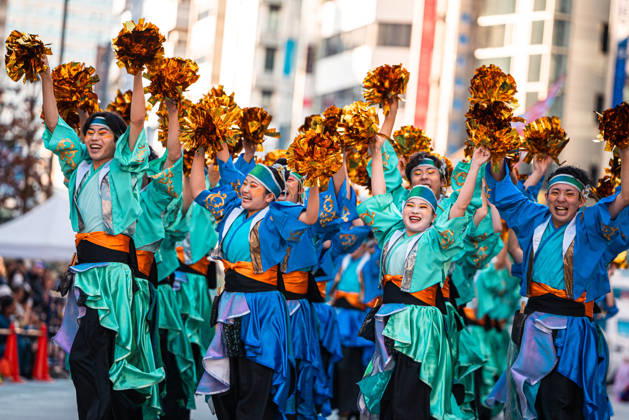 General view, October 10, 2026 - Dancers perform during the eve-of-festival events of the 27th Tokyo Yosakoi Festival in Ikebukuro, Tokyo, Japan, on October 10, 2026. Part of the Fukuro Matsuri celebrations, the event brings together yosakoi dance teams in colorful costumes for energetic performances combining traditional Japanese dance influences with contemporary music and choreography.  aflo_354761333