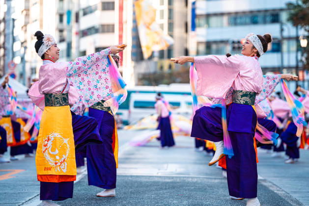 General view, October 10, 2026 - Dancers perform during the eve-of-festival events of the 27th Tokyo Yosakoi Festival in Ikebukuro, Tokyo, Japan, on October 10, 2026. Part of the Fukuro Matsuri celebrations, the event brings together yosakoi dance teams in colorful costumes for energetic performances combining traditional Japanese dance influences with contemporary music and choreography.  aflo_354761346