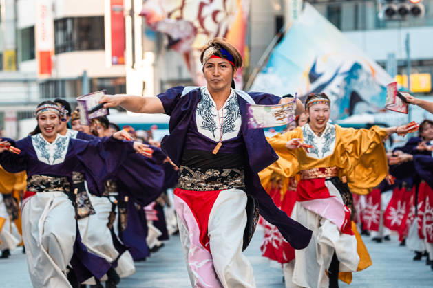 General view, October 10, 2026 - Dancers perform during the eve-of-festival events of the 27th Tokyo Yosakoi Festival in Ikebukuro, Tokyo, Japan, on October 10, 2026. Part of the Fukuro Matsuri celebrations, the event brings together yosakoi dance teams in colorful costumes for energetic performances combining traditional Japanese dance influences with contemporary music and choreography.  aflo_354761361