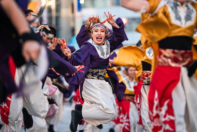 General view, October 10, 2026 - Dancers perform during the eve-of-festival events of the 27th Tokyo Yosakoi Festival in Ikebukuro, Tokyo, Japan, on October 10, 2026. Part of the Fukuro Matsuri celebrations, the event brings together yosakoi dance teams in colorful costumes for energetic performances combining traditional Japanese dance influences with contemporary music and choreography.  aflo_354761377