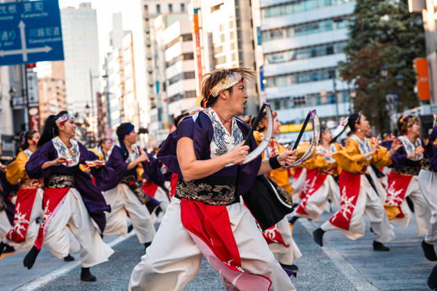 General view, October 10, 2026 - Dancers perform during the eve-of-festival events of the 27th Tokyo Yosakoi Festival in Ikebukuro, Tokyo, Japan, on October 10, 2026. Part of the Fukuro Matsuri celebrations, the event brings together yosakoi dance teams in colorful costumes for energetic performances combining traditional Japanese dance influences with contemporary music and choreography.  aflo_354761382
