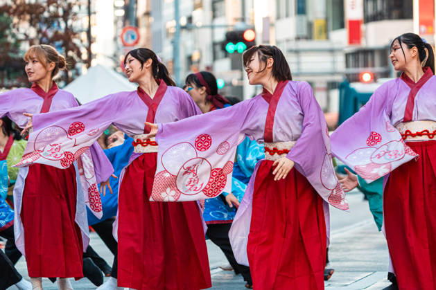 General view, October 10, 2026 - Dancers perform during the eve-of-festival events of the 27th Tokyo Yosakoi Festival in Ikebukuro, Tokyo, Japan, on October 10, 2026. Part of the Fukuro Matsuri celebrations, the event brings together yosakoi dance teams in colorful costumes for energetic performances combining traditional Japanese dance influences with contemporary music and choreography.  aflo_354761418