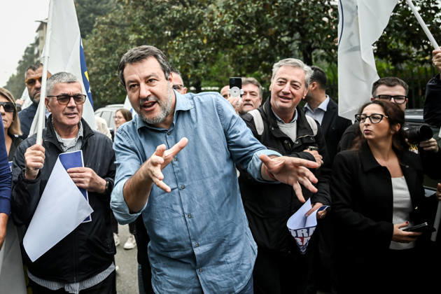 October 10, 2026, Milan, Mi, Italy: Deputy Prime Minister Matteo Salvini at the League rally Milan safer, stop social centers. Near the Lambretta Social Center, Via Rizzoli, 10 10 2026 Milan Milan Italy  - ZUMAa289 20261010_zia_a289_021 Copyright: xNicolaxMarfisix xAgfx