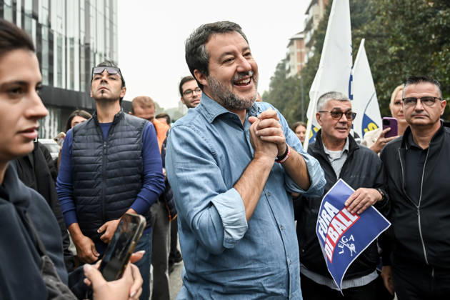 October 10, 2026, Milan, Mi, Italy: Deputy Prime Minister Matteo Salvini at the League rally Milan safer, stop social centers. Near the Lambretta Social Center, Via Rizzoli, 10 10 2026 Milan Milan Italy  - ZUMAa289 20261010_zia_a289_022 Copyright: xNicolaxMarfisix xAgfx