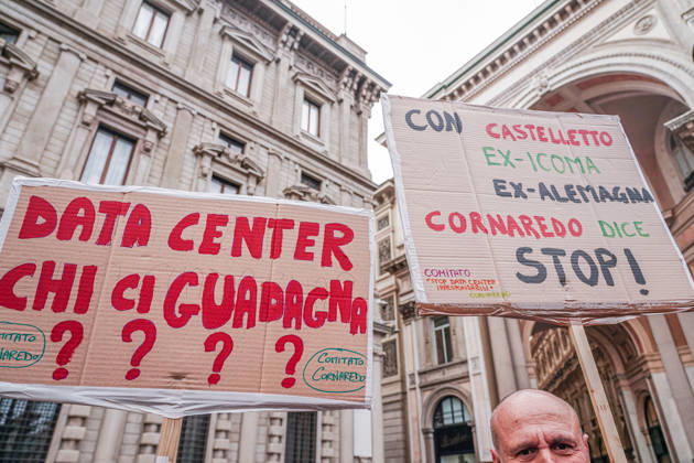 IPA89502950 - Milan, October 10, 2026 A protest organized by local No Data Centers committees to demand a halt to the construction and operation of new data centers in the province of Milan. Copyright: xEmanuelexRobertoxDexCarlix xDecax IPA89502950