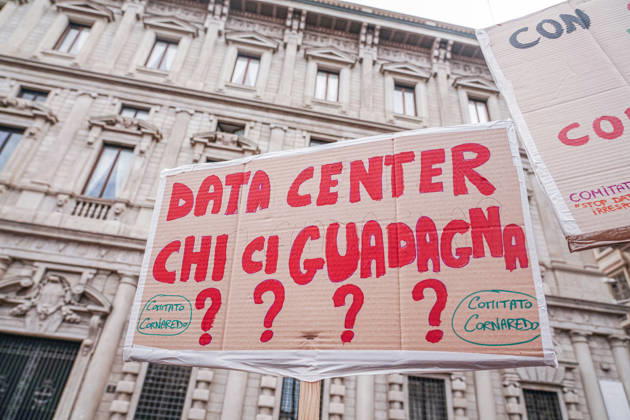 IPA89502956 - Milan, October 10, 2026 A protest organized by local No Data Centers committees to demand a halt to the construction and operation of new data centers in the province of Milan. Copyright: xEmanuelexRobertoxDexCarlix xDecax IPA89502956