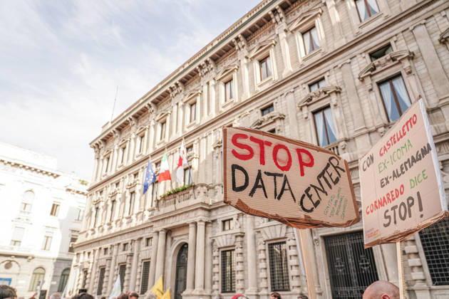 IPA89503721 - Milan, October 10, 2026 A protest organized by local No Data Centers committees to demand a halt to the construction and operation of new data centers in the province of Milan. Copyright: xEmanuelexRobertoxDexCarlix xDecax IPA89503721