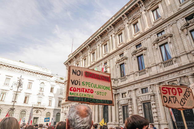 IPA89503722 - Milan, October 10, 2026 A protest organized by local No Data Centers committees to demand a halt to the construction and operation of new data centers in the province of Milan. Copyright: xEmanuelexRobertoxDexCarlix xDecax IPA89503722