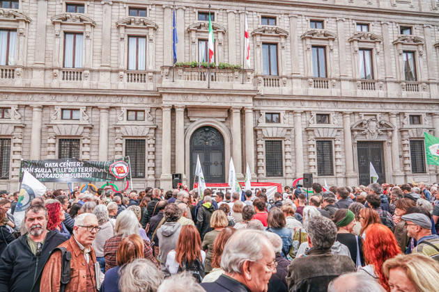 IPA89503028 - Milan, October 10, 2026 A protest organized by local No Data Centers committees to demand a halt to the construction and operation of new data centers in the province of Milan. Copyright: xEmanuelexRobertoxDexCarlix xDecax IPA89503028
