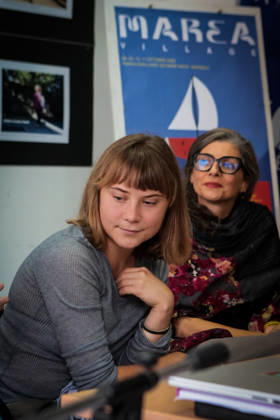 IPA89503815 - Naples, October 10, 2026: Conference at the former NATO base; Greta Thunberg in Bagnoli discussing the CPRs, and today at the march and the pro-PAL debate with Francesca Albanese (NeaPhoto Renato Esposito) Copyright: xx xx IPA89503815