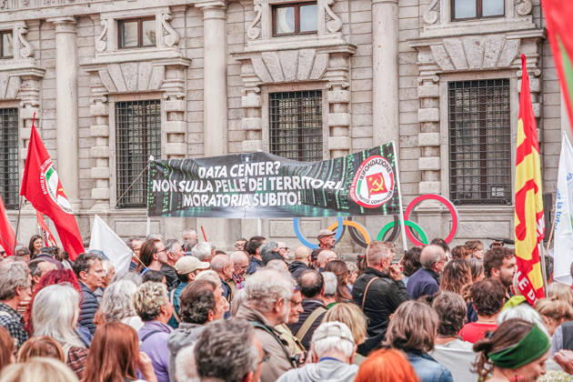 IPA89503021 - Milan, October 10, 2026 A protest organized by local No Data Centers committees to demand a halt to the construction and operation of new data centers in the province of Milan. Copyright: xEmanuelexRobertoxDexCarlix xDecax IPA89503021