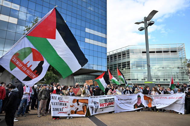 Demonstrators march in Brussels to commemorate Palestinians who lost their lives in Gaza BRUSSELS, BELGIUM - OCTOBER 10: Hundreds of demonstrators gather outside Brussels-Midi railway station before marching toward the Israeli Embassy to commemorate Palestinians who lost their lives in Gaza and call for political measures against Israel, in Brussels, Belgium, on October 10, 2026. Dursun Aydemir Anadolu Brussels Belgium. Editorial use only. Please get in touch for any other usage. Copyright: x2026xAnadoluxDursunxAydemirx
