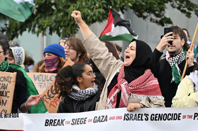 Demonstrators march in Brussels to commemorate Palestinians who lost their lives in Gaza BRUSSELS, BELGIUM - OCTOBER 10: Hundreds of demonstrators gather outside Brussels-Midi railway station before marching toward the Israeli Embassy to commemorate Palestinians who lost their lives in Gaza and call for political measures against Israel, in Brussels, Belgium, on October 10, 2026. Dursun Aydemir Anadolu Brussels Belgium. Editorial use only. Please get in touch for any other usage. Copyright: x2026xAnadoluxDursunxAydemirx