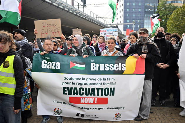 Demonstrators march in Brussels to commemorate Palestinians who lost their lives in Gaza BRUSSELS, BELGIUM - OCTOBER 10: Hundreds of demonstrators gather outside Brussels-Midi railway station before marching toward the Israeli Embassy to commemorate Palestinians who lost their lives in Gaza and call for political measures against Israel, in Brussels, Belgium, on October 10, 2026. Dursun Aydemir Anadolu Brussels Belgium. Editorial use only. Please get in touch for any other usage. Copyright: x2026xAnadoluxDursunxAydemirx