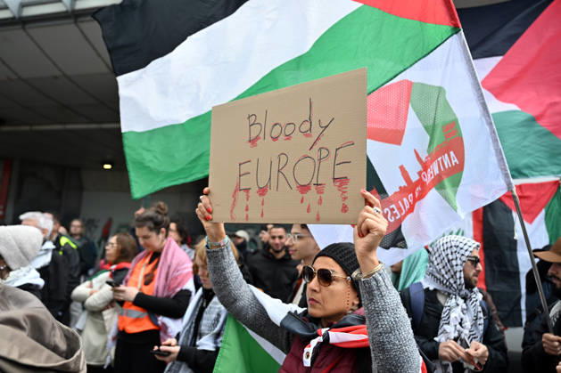 Demonstrators march in Brussels to commemorate Palestinians who lost their lives in Gaza BRUSSELS, BELGIUM - OCTOBER 10: Hundreds of demonstrators gather outside Brussels-Midi railway station before marching toward the Israeli Embassy to commemorate Palestinians who lost their lives in Gaza and call for political measures against Israel, in Brussels, Belgium, on October 10, 2026. Dursun Aydemir Anadolu Brussels Belgium. Editorial use only. Please get in touch for any other usage. Copyright: x2026xAnadoluxDursunxAydemirx