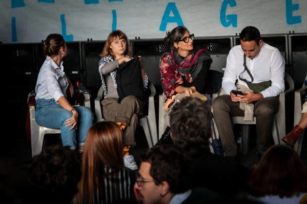 IPA89506298 - Naples, October 10, 2026 Conference at the former NATO base; Greta Thunberg in Bagnoli discussing the CPRs, and today at the march and the pro-PAL debate with Francesca Albanese (NeaPhoto Renato Esposito) Copyright: xx xx IPA89506298
