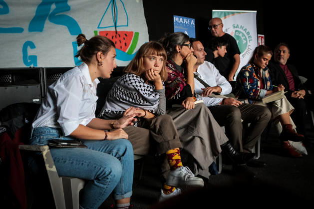 IPA89506325 - Naples, October 10, 2026: Conference at the former NATO base; Greta Thunberg in Bagnoli discussing the CPRs, and today at the march and the pro-Pal debate with Francesca Albanese (NeaPhoto Renato Esposito) Copyright: xx xx IPA89506325