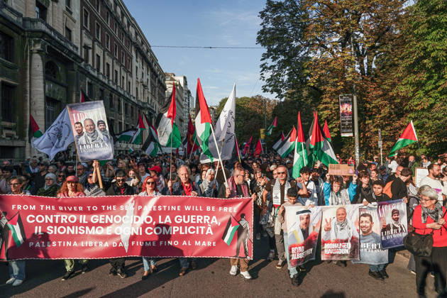 IPA89506452 - Milan, October 10, 2026, a day of national mobilization, The end of genocide is the end of Zionism, marking the third anniversary of the start of the conflict in Gaza Copyright: xEmanuelexRobertoxDexCarlix xPoolxEmadecaxEnriquezx IPA89506452