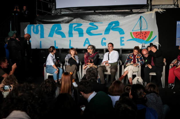 IPA89506284 - Naples, October 10, 2026: Conference at the former NATO base; Greta Thunberg in Bagnoli discussing the CPRs, and today at the march and the pro-PAL debate with Francesca Albanese (NeaPhoto Renato Esposito) Copyright: xx xx IPA89506284