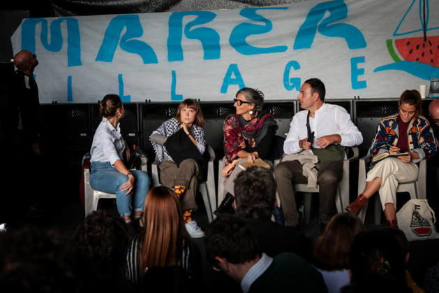 IPA89506287 - Naples, October 10, 2026: Conference at the former NATO base; Greta Thunberg in Bagnoli discussing the CPRs, and today at the march and the pro-Pal debate with Francesca Albanese (NeaPhoto Renato Esposito) Copyright: xx xx IPA89506287