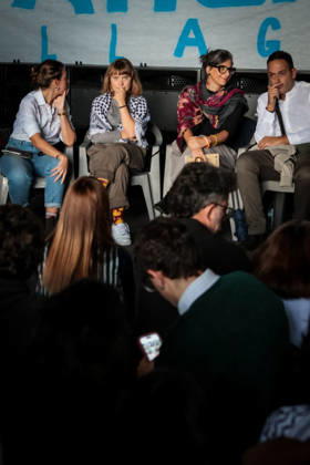 IPA89506300 - Naples, October 10, 2026 Conference at the former NATO base; Greta Thunberg in Bagnoli discussing the CPRs, and today at the march and the pro-PAL debate with Francesca Albanese (NeaPhoto Renato Esposito) Copyright: xx xx IPA89506300
