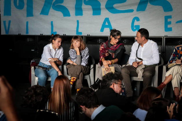 IPA89506306 - Naples, October 10, 2026: Conference at the former NATO base; Greta Thunberg in Bagnoli discussing the CPRs, and today at the march and the pro-PAL debate with Francesca Albanese (NeaPhoto Renato Esposito) Copyright: xx xx IPA89506306