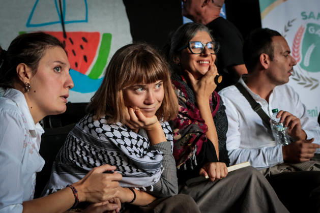 IPA89506313 - Naples, October 10, 2026: Conference at the former NATO base; Greta Thunberg in Bagnoli discussing the CPRs, and today at the march and the pro-PAL debate with Francesca Albanese (NeaPhoto Renato Esposito) Copyright: xx xx IPA89506313