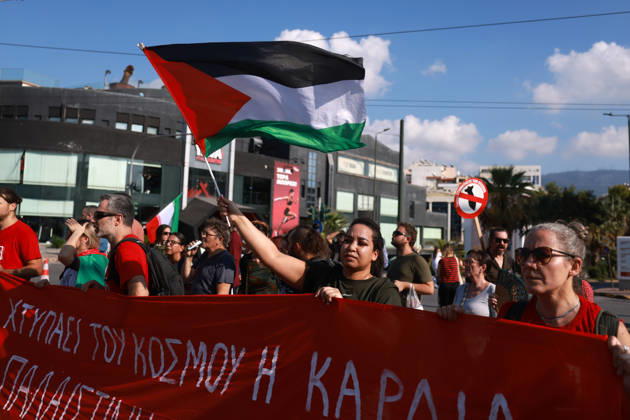 Global day of Action for Palestine protest in Athens ATHENS, GREECE - OCTOBER 10 : People take part in a protest during the Global Day of Action for Palestine in Athens, Greece on October 10, 2026. Costas Baltas Anadolu Athens Greece. Editorial use only. Please get in touch for any other usage. Copyright: x2026xAnadoluxCostasxBaltasx