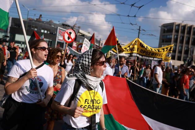 Global day of Action for Palestine protest in Athens ATHENS, GREECE - OCTOBER 10 : People take part in a protest during the Global Day of Action for Palestine in Athens, Greece on October 10, 2026. Costas Baltas Anadolu Athens Greece. Editorial use only. Please get in touch for any other usage. Copyright: x2026xAnadoluxCostasxBaltasx