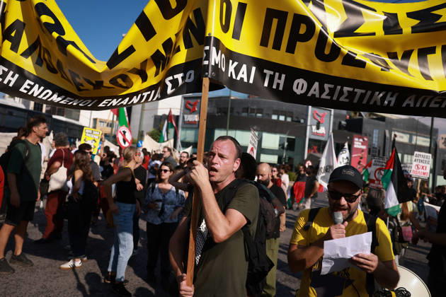 Global day of Action for Palestine protest in Athens ATHENS, GREECE - OCTOBER 10 : People take part in a protest during the Global Day of Action for Palestine in Athens, Greece on October 10, 2026. Costas Baltas Anadolu Athens Greece. Editorial use only. Please get in touch for any other usage. Copyright: x2026xAnadoluxCostasxBaltasx