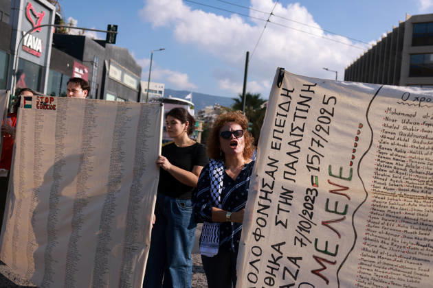 Global day of Action for Palestine protest in Athens ATHENS, GREECE - OCTOBER 10 : People take part in a protest during the Global Day of Action for Palestine in Athens, Greece on October 10, 2026. Costas Baltas Anadolu Athens Greece. Editorial use only. Please get in touch for any other usage. Copyright: x2026xAnadoluxCostasxBaltasx