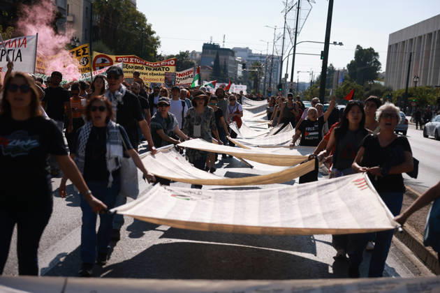 Global day of Action for Palestine protest in Athens ATHENS, GREECE - OCTOBER 10 : People take part in a protest during the Global Day of Action for Palestine in Athens, Greece on October 10, 2026. Costas Baltas Anadolu Athens Greece. Editorial use only. Please get in touch for any other usage. Copyright: x2026xAnadoluxCostasxBaltasx