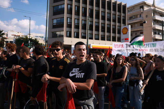 Global day of Action for Palestine protest in Athens ATHENS, GREECE - OCTOBER 10 : People take part in a protest during the Global Day of Action for Palestine in Athens, Greece on October 10, 2026. Costas Baltas Anadolu Athens Greece. Editorial use only. Please get in touch for any other usage. Copyright: x2026xAnadoluxCostasxBaltasx