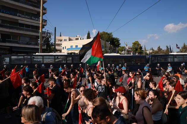 Global day of Action for Palestine protest in Athens ATHENS, GREECE - OCTOBER 10 : People take part in a protest during the Global Day of Action for Palestine in Athens, Greece on October 10, 2026. Costas Baltas Anadolu Athens Greece. Editorial use only. Please get in touch for any other usage. Copyright: x2026xAnadoluxCostasxBaltasx