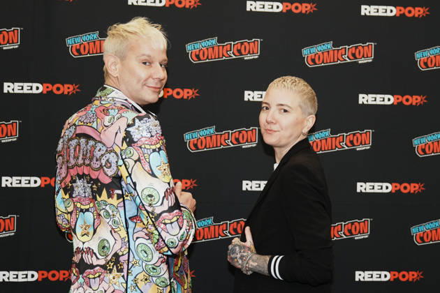 October 10, 2026, New York, New York, USA: Drag queen and actor JIMBO and writer director JEM GARRARD pose for a photo as Tubi presents R.L. Stine s Pumpkin 2 at the 2026 NY Comic Con at the Javits Center on October 10, 2026 in New York. New York USA - ZUMAb148 20261010_zap_b148_023 Copyright: xBryanxSmithx