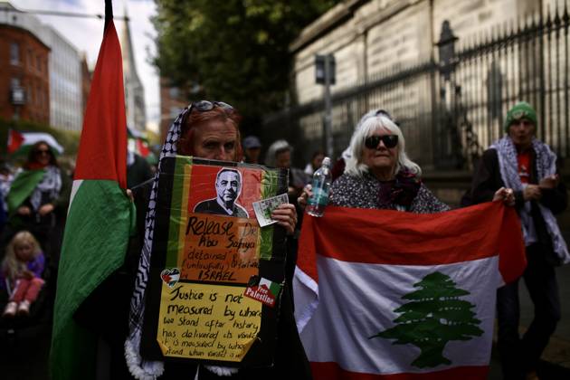 Thousands of pro-Palestine demonstrators gather in Dublin DUBLIN, IRELAND - OCTOBER 10: Thousands of pro-Palestine demonstrators gather in Dublin, Ireland, on October 10, 2026, for a national march marking three years since the October 7 attacks and the subsequent war in Gaza. Organized by the Ireland-Palestine Solidarity Campaign, the protest calls for sanctions against Israel and greater action by the Irish government, with demonstrators marching from the Garden of Remembrance towards the Dail. Mostafa Darwish Anadolu Dublin Ireland. Editorial use only. Please get in touch for any other usage. Copyright: x2026xAnadoluxMostafaxDarwishx