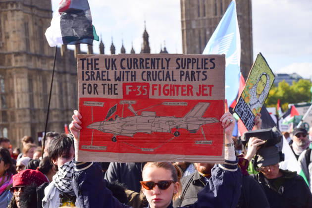 October 10, 2026, London, England, United Kingdom: Protesters pass over Westminster Bridge past the Houses of Parliament as thousands of people march in support of Palestine. The protesters also called on the government to stop arming Israel and for sanctions on Israel. London United Kingdom  - ZUMAv130 20261010_zip_v130_034 Copyright: xVukxValcicx