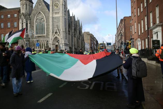 Thousands of pro-Palestine demonstrators gather in Dublin DUBLIN, IRELAND - OCTOBER 10: Thousands of pro-Palestine demonstrators gather in Dublin, Ireland, on October 10, 2026, for a national march marking three years since the October 7 attacks and the subsequent war in Gaza. Organized by the Ireland-Palestine Solidarity Campaign, the protest calls for sanctions against Israel and greater action by the Irish government, with demonstrators marching from the Garden of Remembrance towards the Dail. Mostafa Darwish Anadolu Dublin Ireland. Editorial use only. Please get in touch for any other usage. Copyright: x2026xAnadoluxMostafaxDarwishx
