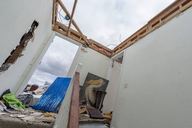 October 10, 2026, Pensacola Beach, Fl, USA: A home is severely damaged after Hurricane Isaias came ashore..Hurricane Isaias made landfall Friday, October 9 along the U.S. Gulf coast. Pensacola Beach USA - ZUMAs197 20261010_aaa_s197_032 Copyright: xJenxGolbeckx