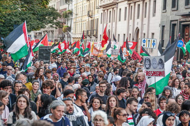 IPA89509191 - Milan, National Day of Mobilization: The End of Genocide Is the End of Zionism, marking the third anniversary of the start of the conflict in Gaza Copyright: xEmanuelexRobertoxDexCarlix xPoolxEmadecaxEnriquezx IPA89509191