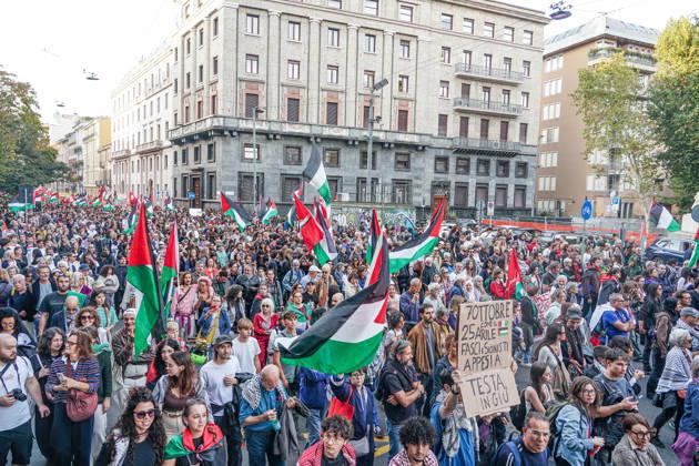 IPA89509192 - Milan, National Day of Mobilization: The End of Genocide Is the End of Zionism, marking the third anniversary of the start of the conflict in Gaza Copyright: xEmanuelexRobertoxDexCarlix xPoolxEmadecaxEnriquezx IPA89509192