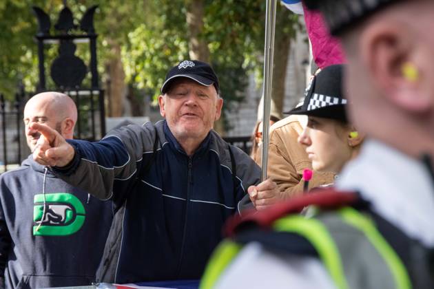 October 10, 2026, London, London, England: The National March for Palestine took place to mark the third anniversary of the start of the war in Gaza. Around ten thousand gathered on The Thames embankment and marched to Parliament Squre. They faced an Israeli counter demonstration of a handfull of protesters. Some arrests were reported by police. London England - ZUMAr169 20261010_zip_r169_017 Copyright: xRodxHarbinsonx