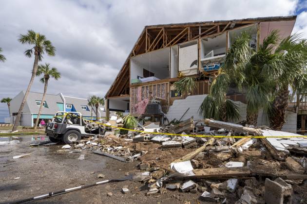 October 10, 2026, Pensacola Beach, Fl, USA: A home is partially destroyed after Hurricane Isaias came ashore..Hurricane Isaias made landfall Friday, October 9 along the U.S. Gulf coast. Pensacola Beach USA  - ZUMAs197 20261010_aaa_s197_076 Copyright: xJenxGolbeckx