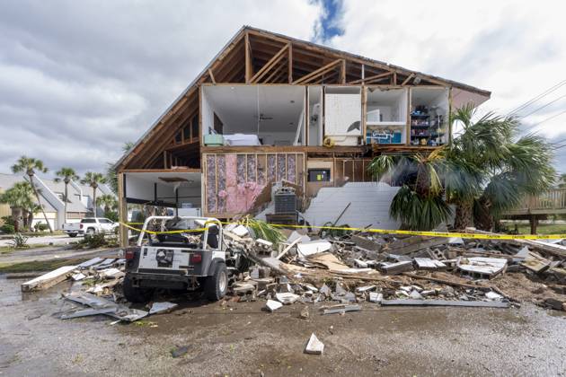 October 10, 2026, Pensacola Beach, Fl, USA: A home is partially destroyed after Hurricane Isaias came ashore..Hurricane Isaias made landfall Friday, October 9 along the U.S. Gulf coast. Pensacola Beach USA  - ZUMAs197 20261010_aaa_s197_078 Copyright: xJenxGolbeckx
