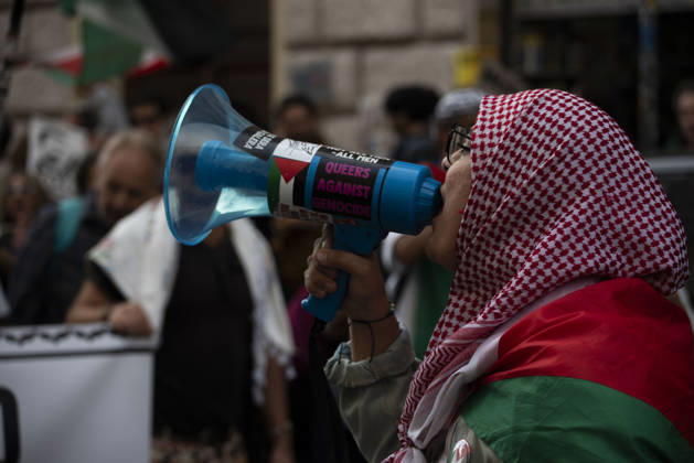 IPP Photo by Diego Nangano, Rome, October 10, 2026. Pro-Palestine demonstration; the photo shows a detail of the demonstration. Italy Photo Press World Copyright