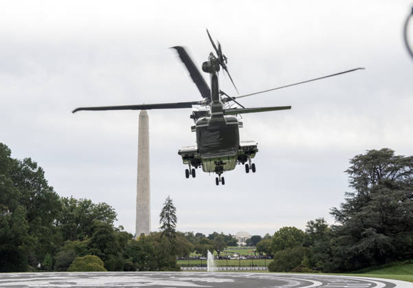 DC: Trump Departs for Clarksville, TN The new Marine One, a Sikorsky VH-92A Patriot helicopter, with United States President Donald J Trump aboard, departs the South Lawn of the White House in Washington, DC, USA, en route Clarksville, Tennessee on Saturday, October 10, 2026. The President will participate in a campaign rally for Tennessee Republican candidates on the ballot in November. Credit: Ron Sachs Pool via CNP Washington District of Columbia United States Copyright: xPool ABACAx